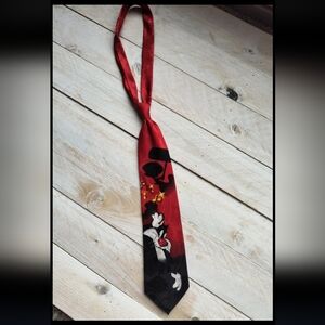 Looney Tunes Mania Men's Red Tie Sylvester Pussycat And Tweety Musical Vintage